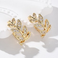 Brass Micro Pave Clear Cubic Zirconia Cuff Earrings&nbsp;EJEW-I249-11G