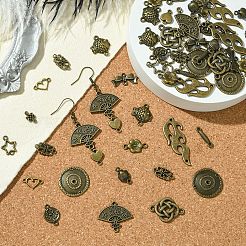60Pcs 15 Styles Tibetan Style Alloy Connector Charms&nbsp;FIND-YW0005-19