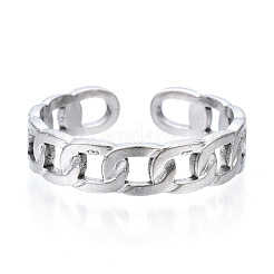 Non-Tarnish 304 Stainless Steel Curb Chains Shape Open Cuff Ring&nbsp;RJEW-N040-40