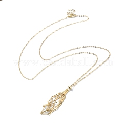 2Pcs 2 Color Brass Bar Link Chains Macrame Pouch Empty Stone Holder for Pendant Necklaces Making&nbsp;NJEW-JN04466-04