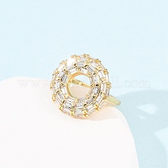 Adjustable Brass Micro Pave Cubic Zirconia Cuff Rings for Women&nbsp;RJEW-B139-05G