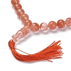 Synthetic Cherry Quartz Glass Beads Stretch Bracelets&nbsp;BJEW-A025-01O