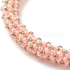 Glass Seed Beaded Bracelet with Brass Magnetic Clasps&nbsp;BJEW-JB07801-04