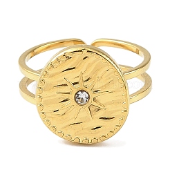 Ion Plating(IP) 304 Stainless Steel Open Cuff Ring for Women&nbsp;RJEW-F166-07G-01