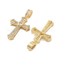 Brass Pave Clear Cubic Zirconia Pendants&nbsp;KK-U009-06B-G