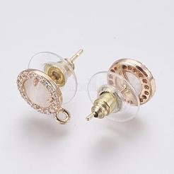 Faceted Glass Stud Earring Findings&nbsp;GLAA-F084-B08
