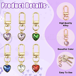 12Pcs 6 Colors Glass Rhinestone Pendant Decorations&nbsp;HJEW-YW00407