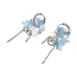 Natural Aquamarine Chips Drop Earrings&nbsp;EJEW-TA00817-03