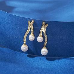 Natural Pearl Ear Studs&nbsp;EJEW-P286-46G