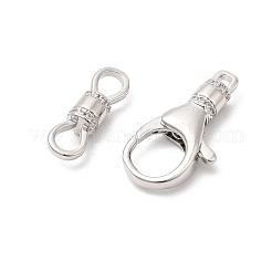 Brass Micro Pave Clear Cubic Zirconia Lobster Claw Clasps&nbsp;KK-Z137-17P