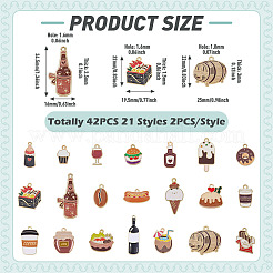 42Pcs 21 Styles Alloy Enamel Pendants&nbsp;ENAM-TA0003-87