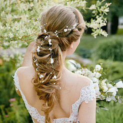 1Pc Wedding Bridal Flower Pearl Headband Hair Vine&nbsp;OHAR-GO0001-07