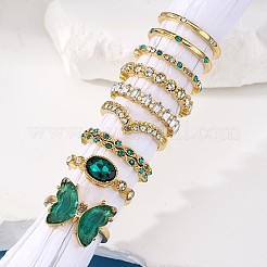 9Pcs Alloy with Rhinestone Finger Rings Sets&nbsp;FS-WG5AB7E-01