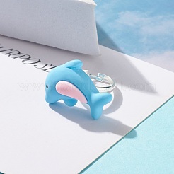 Resin 3D Dolphin Adjustable Rings&nbsp;RJEW-JR00428-02