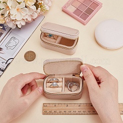 Portable Travel Rectangle PU Leather Jewelry Set Storage Zipper Boxes&nbsp;LBOX-WH0007-001B