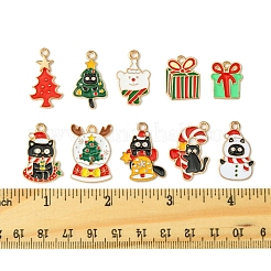20Pcs 10 Styles Christmas Kitten Alloy Enamel Pendants&nbsp;ENAM-FS0002-14