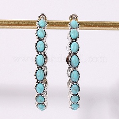 Synthetic Turquoise C-Shaped Hoop Earrings&nbsp;PW23030682664