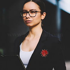 2Pcs 2 Colors Flower Alloy Glass Rhinestone Lapel Pins for Wedding Party&nbsp;JEWB-DR0001-07A