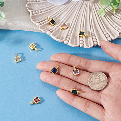 9Pcs 9 Colors Square Brass Micro Pave Cubic Zirconia Charms&nbsp;KK-TA0008-31