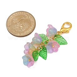 Transparent Glass Flower Pendant Decorations&nbsp;HJEW-JM04147
