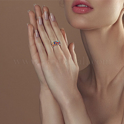 8Pcs 8 Style Rhinestone Tennis Chains Stretch Rings Set for Women&nbsp;RJEW-FI0001-02