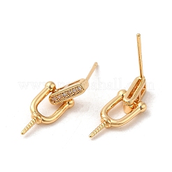 Brass Micro Pave Cubic Zirconia Stud Earring Findings&nbsp;KK-M270-31G
