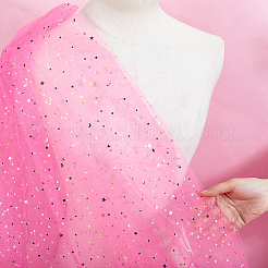 Star Moon Pattern Polyester Mesh Lace Fabric&nbsp;DIY-WH0504-446A