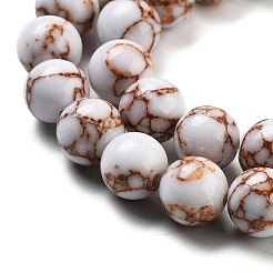 Synthetic Gold Line Turquoise Beads Strands&nbsp;G-H026-01C-01