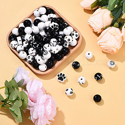 100Pcs 8 Styles Spray Painted Wood Beads&nbsp;WOOD-YW0001-70