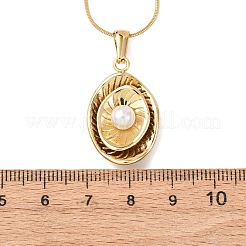 304 Stainless Steel & Acrylic Imitation Pearl Oval Pendant Snake Chain Necklaces for Women&nbsp;NJEW-F354-05G