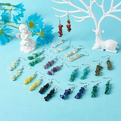 Natural & Synthetic Mixed Stone Chip Beads Dangle Earrings&nbsp;EJEW-JE04649