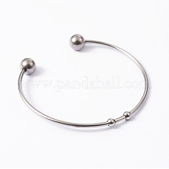 Tarnish Resistant Fashion 304 Stainless Steel Cuff Bangles Torque Bangles&nbsp;BJEW-H473-01P
