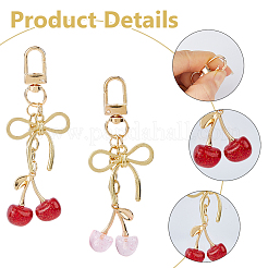 4Pcs 2 Colors Bowknot & Cherry Zinc Alloy & Resin Pendant Decorations&nbsp;FIND-DC0008-26