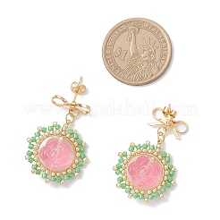 Flower Glass Dangle Stud Earrings&nbsp;EJEW-MZ00522-05