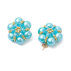 Glass Seed Beads Flower Stud Earrings&nbsp;EJEW-MZ00349-04