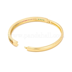 Brass Pave Colorful Cubic Zirconia Hinged Bangles for Women&nbsp;BJEW-S147-33G-D