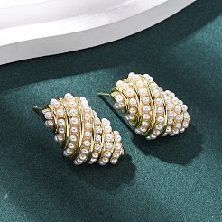 Brass Conch Stud Earrings&nbsp;EJEW-H165-01C-G