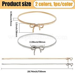 2Pcs 2 Colors Bowknot Alloy Chain Belts for Women&nbsp;AJEW-CY0001-59