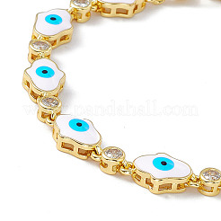 Brass Micro Pave Cubic Zirconia Chain Bracelets&nbsp;BJEW-P288-05G