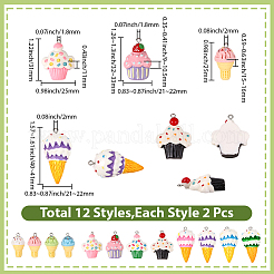 24Pcs 12 Styles Opaque Resin Imitation Food Pendants&nbsp;RESI-SC0006-61