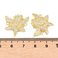 Brass Micro Pave Cubic Zirconia Flower Connector Charm&nbsp;KK-F931-09G