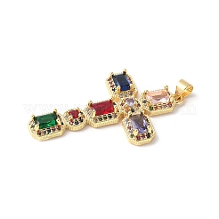 Brass Micro Pave Cubic Zirconia Cross Pendants&nbsp;ZIRC-I071-04G-06