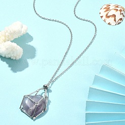 Brass Pouch Necklace Making for Gemstone Nugget&nbsp;NJEW-JN04369-01