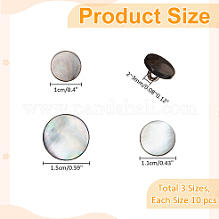 30Pcs 3 Styles 1-Hole Shell Shank Buttons&nbsp;BUTT-WR0001-17A