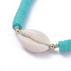 Handmade Polymer Clay Heishi Beads Braided Beaded Necklaces&nbsp;NJEW-JN02724-03