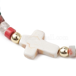 Natural & Synthetic Mixed Gemstone Beads Link Bracelets for Women Men&nbsp;BJEW-JB11467-01