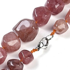 Natural Strawberry Quartz Nuggets Beaded Necklaces for Women Men&nbsp;NJEW-K388-01C