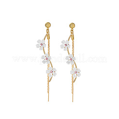 Alloy Rhinestone Flower Tassel Dangle Stud Earrings&nbsp;FS-WG9AAA9-01