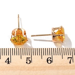 Flat Round Brass Micro Pave Cubic Zirconin Stud Earrings&nbsp;EJEW-D318-04G