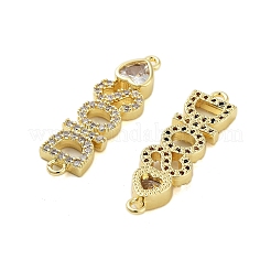 Rack Plating Brass Micro Pave Clear Cubic Zirconia DIOS Links Connector Charms&nbsp;KK-S379-23G